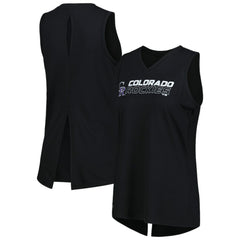 Colorado Rockies Levelwear Women's Paisley Chase V-Neck Tank Top - Black - MLB Discount