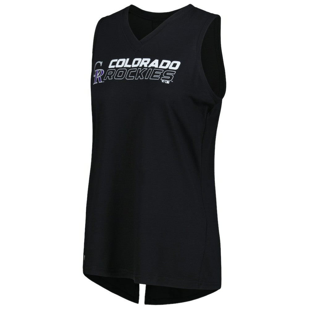 Colorado Rockies Levelwear Women's Paisley Chase V-Neck Tank Top - Black - MLB Discount