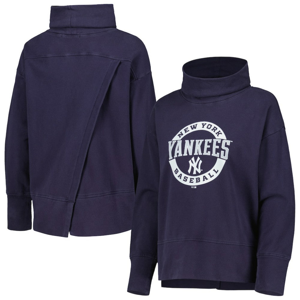 New York Yankees Levelwear Women's Sunset Farm Team Pullover Sweatshirt - Navy - MLB Discount