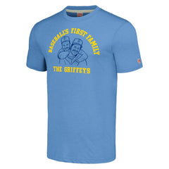 Ken Griffey & Ken Griffey Jr. Seattle Mariners Homage Illustration Tri-Blend T-Shirt - Light Blue - MLB Discount