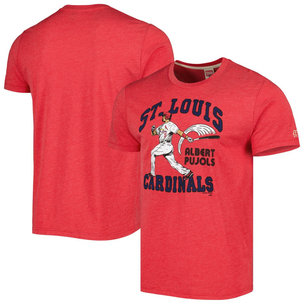 Albert Pujols St. Louis Cardinals Homage Illustration Tri-Blend T-Shirt - Red - MLB Lifestyle