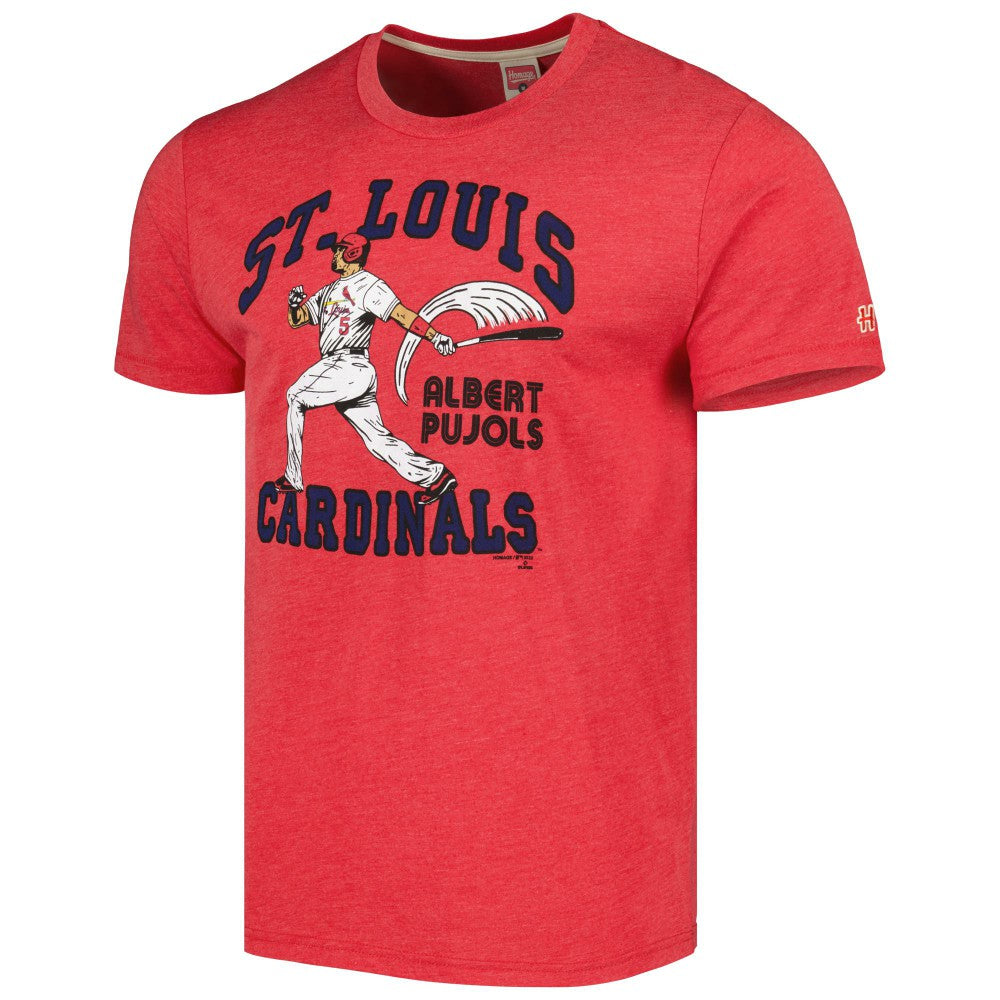 Albert Pujols St. Louis Cardinals Homage Illustration Tri-Blend T-Shirt - Red - MLB Lifestyle