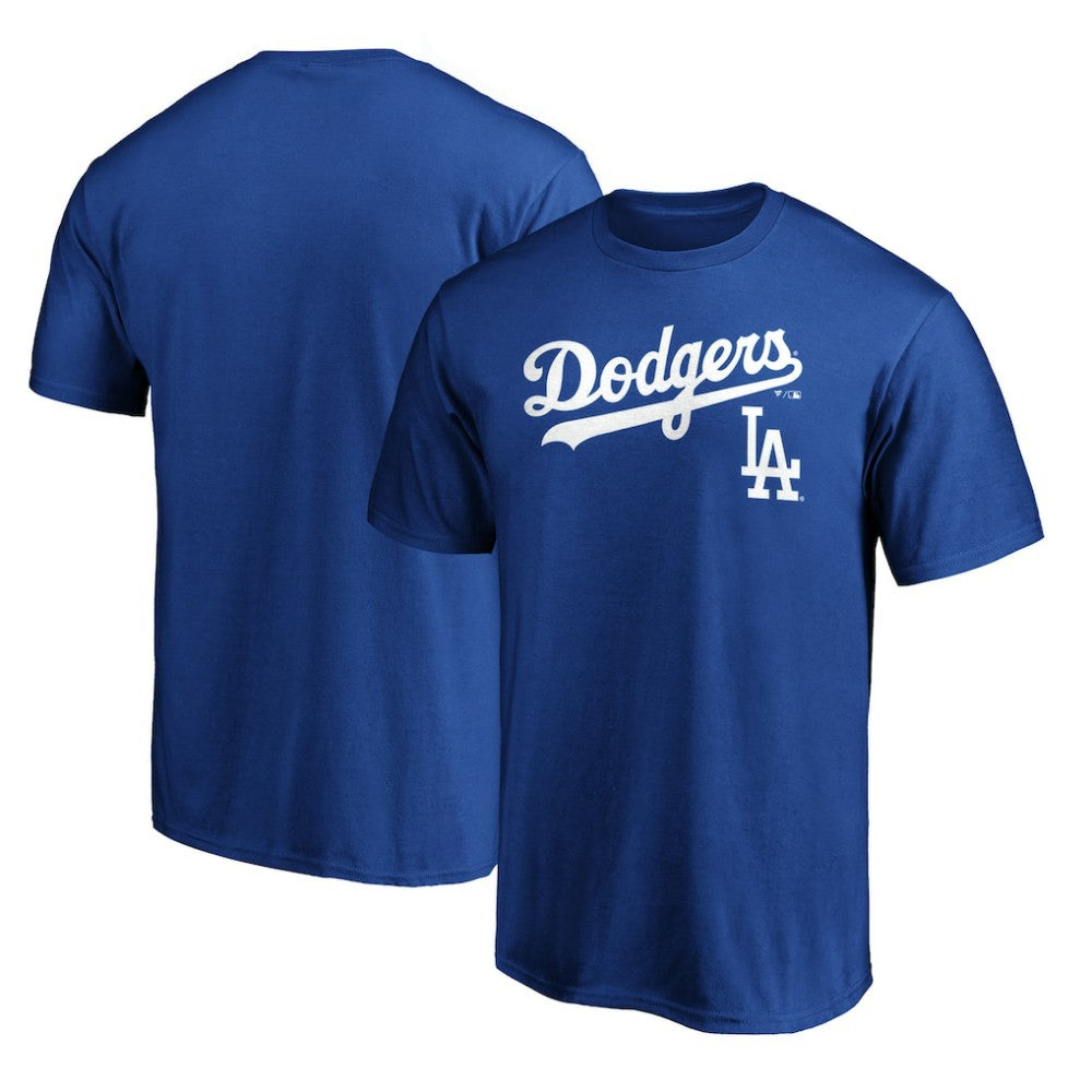Los Angeles Dodgers Team Lock Up Wordmark T-Shirt - Royal - MLB on Sale