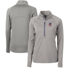 Minnesota Twins Cutter & Buck Women's Adapt Eco Knit Stretch Half-Zip Logo Pullover Top - Gray - MLB on Sale