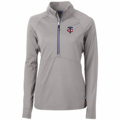 Minnesota Twins Cutter & Buck Women's Adapt Eco Knit Stretch Half-Zip Logo Pullover Top - Gray - MLB on Sale