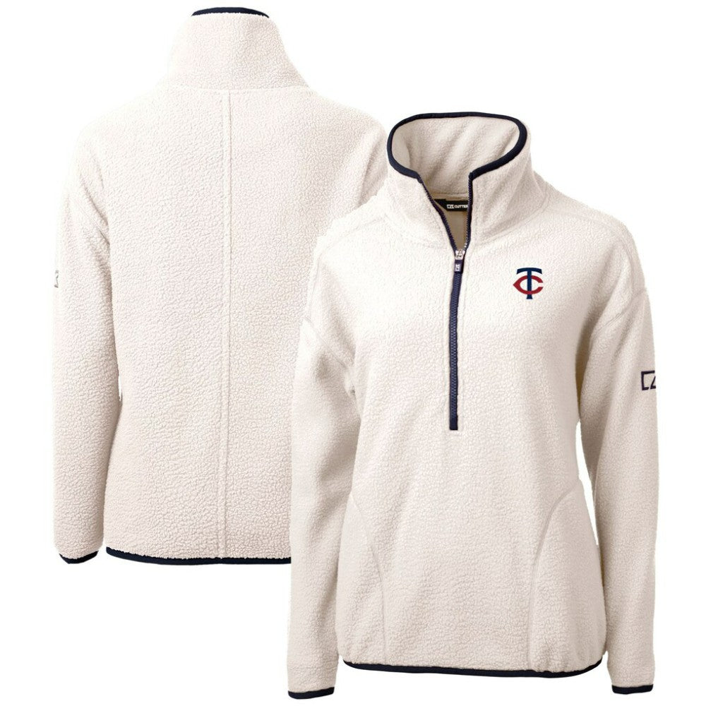 Minnesota Twins Cutter & Buck Women's Cascade Eco Sherpa Half-Zip Pullover Jacket - White - MLB Online