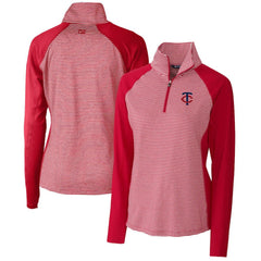 Minnesota Twins Cutter & Buck Women's DryTec Forge Tonal Stripe Stretch Half-Zip Top - Red - MLB on Sale