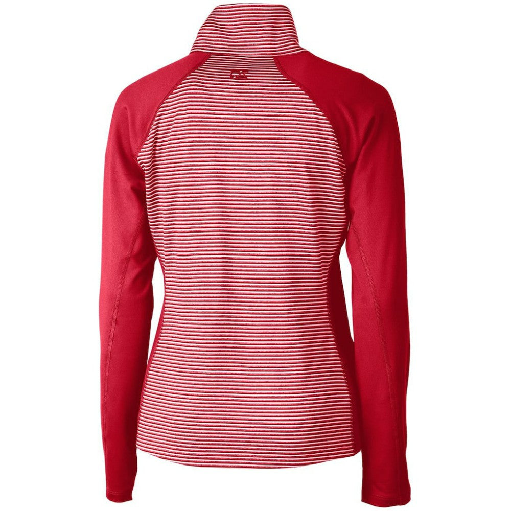Minnesota Twins Cutter & Buck Women's DryTec Forge Tonal Stripe Stretch Half-Zip Top - Red - MLB on Sale