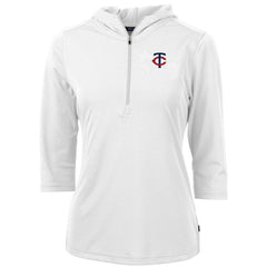Minnesota Twins Cutter & Buck Women's DryTec Virtue Eco Pique Recycled Half-Zip Pullover Hoodie Top - White - MLB on Sale