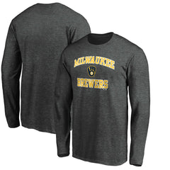 Milwaukee Brewers Heart & Soul Team Long Sleeve T-Shirt - Charcoal - MLB Sale