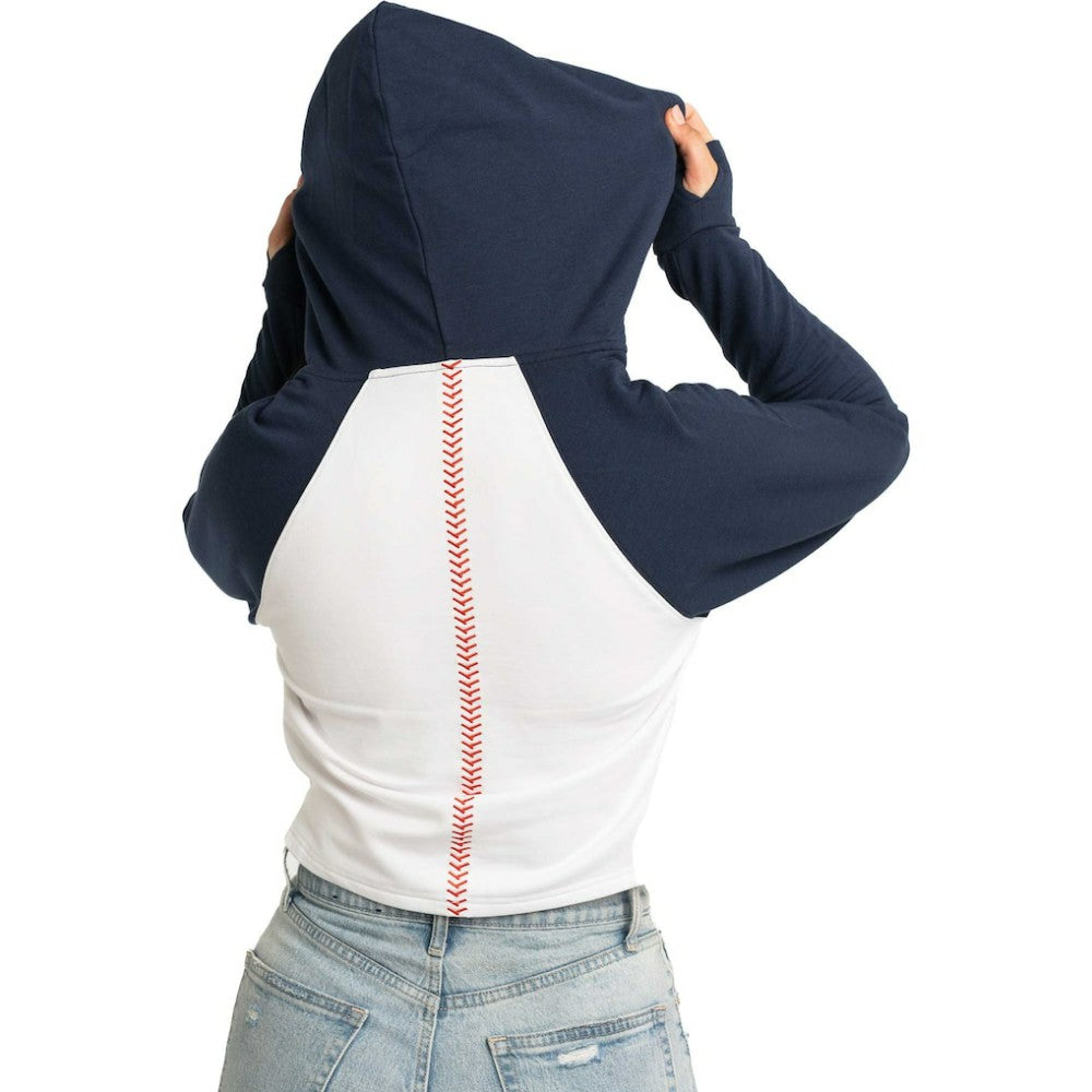 New York Yankees Lusso Women's Jane Raglan Quarter-Zip Tri-Blend Cropped Pullover Hoodie - White - MLB Online