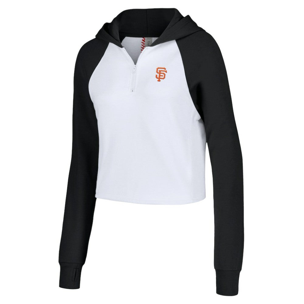 San Francisco Giants Lusso Women's Jane Raglan Quarter-Zip Tri-Blend Cropped Pullover Hoodie - White - MLB Online