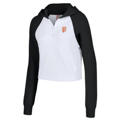 San Francisco Giants Lusso Women's Jane Raglan Quarter-Zip Tri-Blend Cropped Pullover Hoodie - White - MLB Online