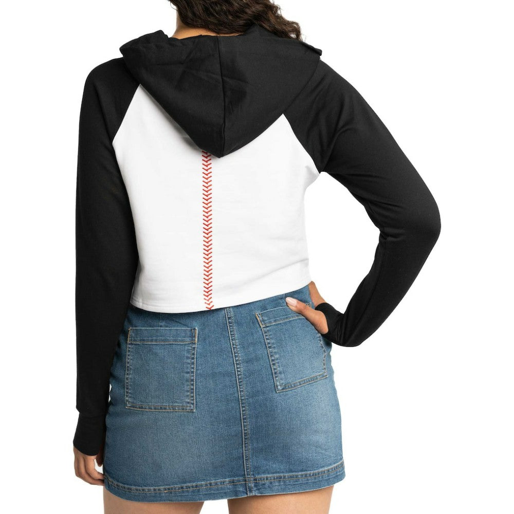 San Francisco Giants Lusso Women's Jane Raglan Quarter-Zip Tri-Blend Cropped Pullover Hoodie - White - MLB Online