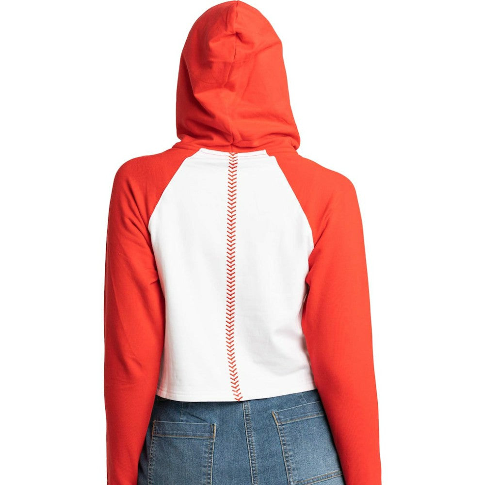 St. Louis Cardinals Lusso Women's Jane Raglan Quarter-Zip Tri-Blend Cropped Pullover Hoodie - White - MLB Sale