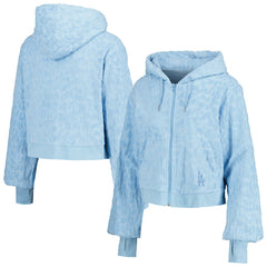 Los Angeles Dodgers Lusso Women's Tabitha Cheetah Terry Full-Zip Sweatshirt - Blue - MLB Discount