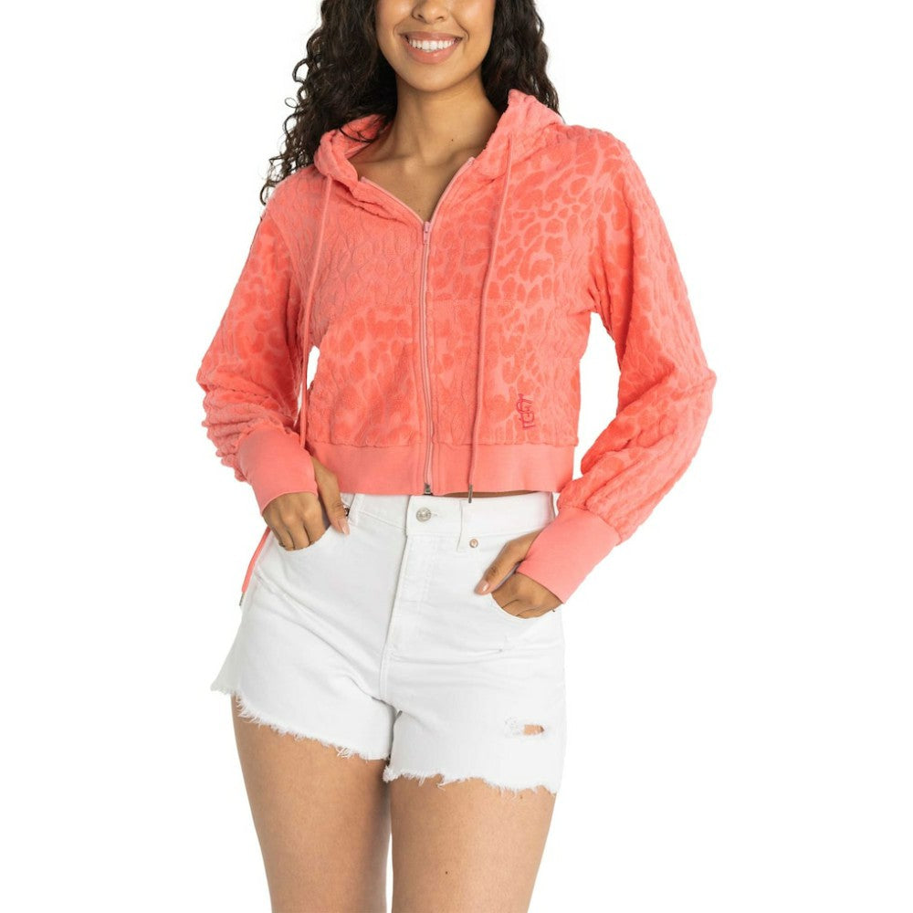 St. Louis Cardinals Lusso Women's Tabitha Cheetah Terry Full-Zip Sweatshirt - Pink - MLB Discount