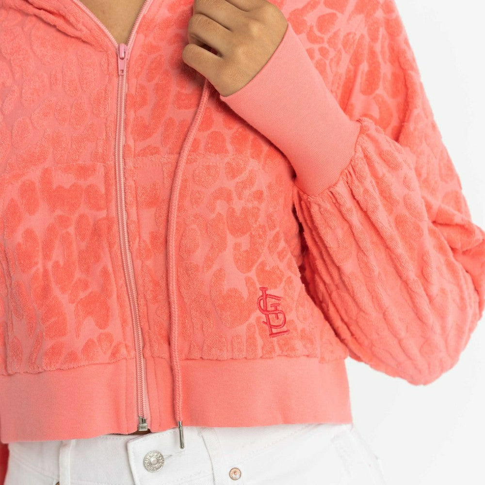 St. Louis Cardinals Lusso Women's Tabitha Cheetah Terry Full-Zip Sweatshirt - Pink - MLB Discount