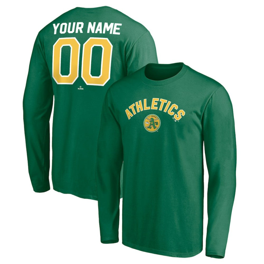 Athletics Personalized Cooperstown Collection Winning Streak Long Sleeve T-Shirt - Green - MLB Discount