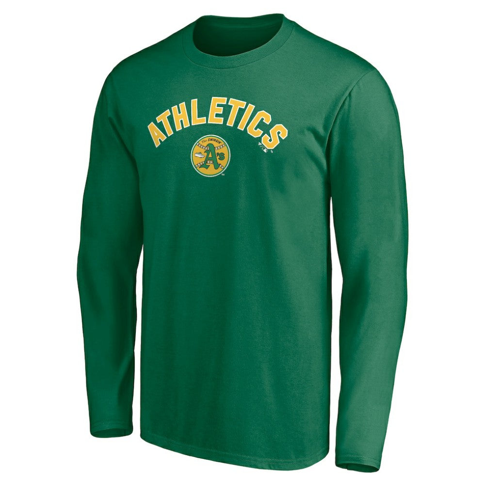 Athletics Personalized Cooperstown Collection Winning Streak Long Sleeve T-Shirt - Green - MLB Discount
