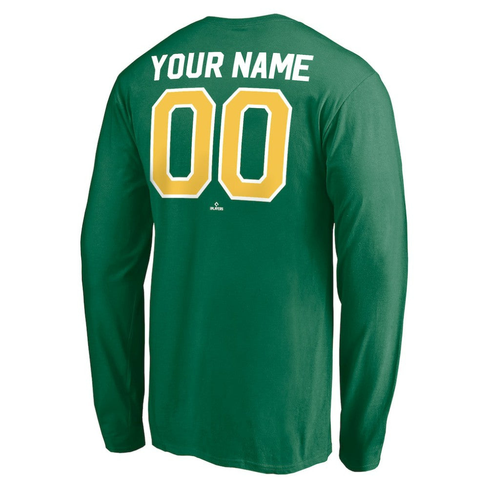Athletics Personalized Cooperstown Collection Winning Streak Long Sleeve T-Shirt - Green - MLB Discount