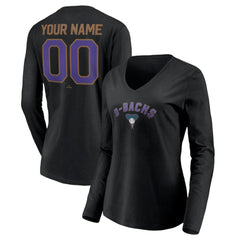 Arizona Diamondbacks Women's Cooperstown Collection Personalized Winning Streak Long Sleeve V-Neck T-Shirt - Black - MLB on Sale