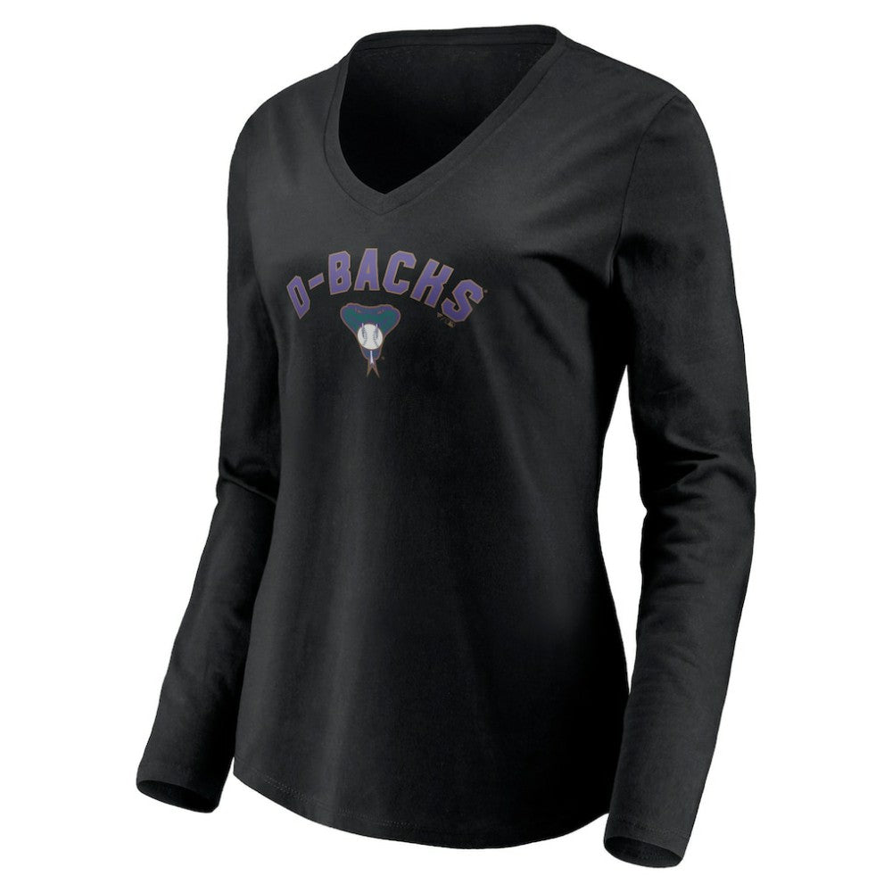 Arizona Diamondbacks Women's Cooperstown Collection Personalized Winning Streak Long Sleeve V-Neck T-Shirt - Black - MLB on Sale