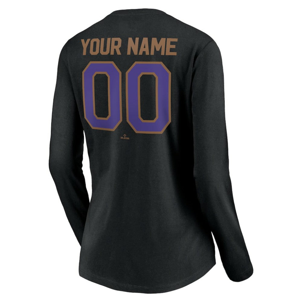 Arizona Diamondbacks Women's Cooperstown Collection Personalized Winning Streak Long Sleeve V-Neck T-Shirt - Black - MLB on Sale