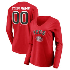 Cincinnati Reds Women's Cooperstown Collection Personalized Winning Streak Long Sleeve V-Neck T-Shirt - Red - MLB Online