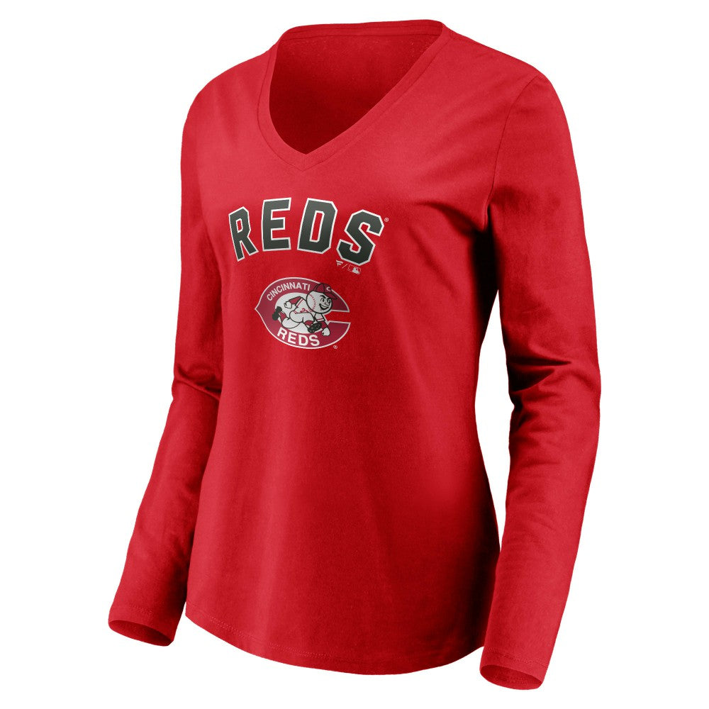 Cincinnati Reds Women's Cooperstown Collection Personalized Winning Streak Long Sleeve V-Neck T-Shirt - Red - MLB Online