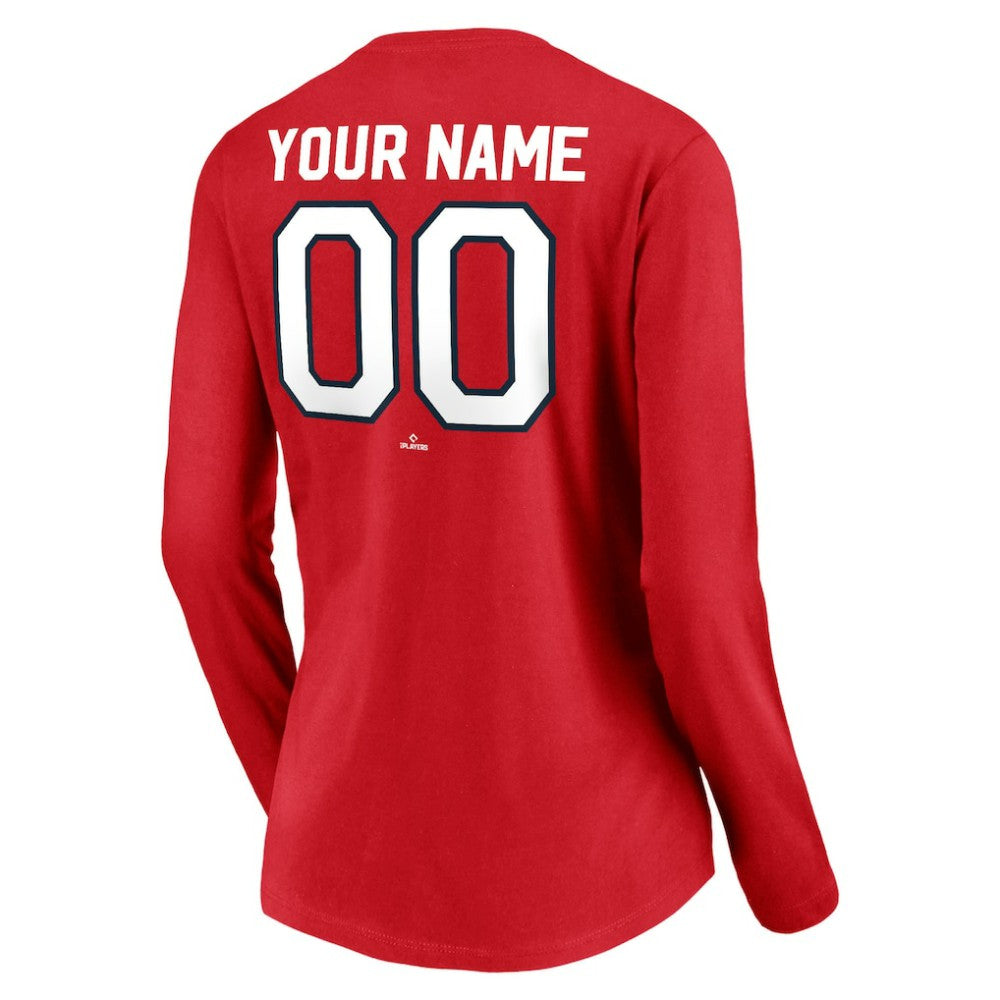 Washington Nationals Women's Cooperstown Collection Personalized Winning Streak Long Sleeve V-Neck T-Shirt - Red - MLB on Sale