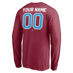 Philadelphia Phillies Personalized Cooperstown Collection Alternate Winning Streak Long Sleeve T-Shirt - Burgundy - MLB Lifestyle