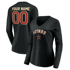 Houston Astros Women's Personalized Cooperstown Collection Alternate Winning Streak Long Sleeve V-Neck T-Shirt - Black - MLB Online