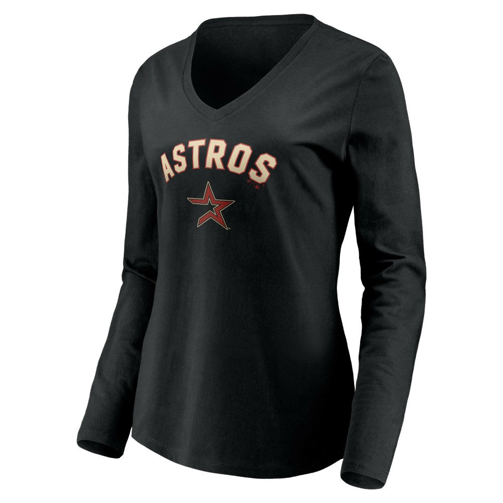 Houston Astros Women's Personalized Cooperstown Collection Alternate Winning Streak Long Sleeve V-Neck T-Shirt - Black - MLB Online