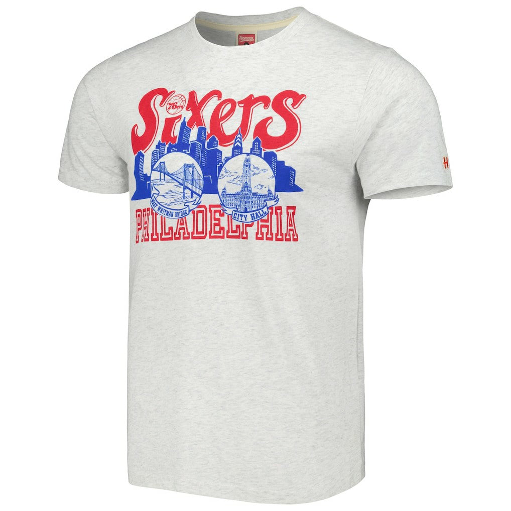 Philadelphia 76ers Homage Unisex Hometown Hyper Local Tri-Blend T-Shirt Ash