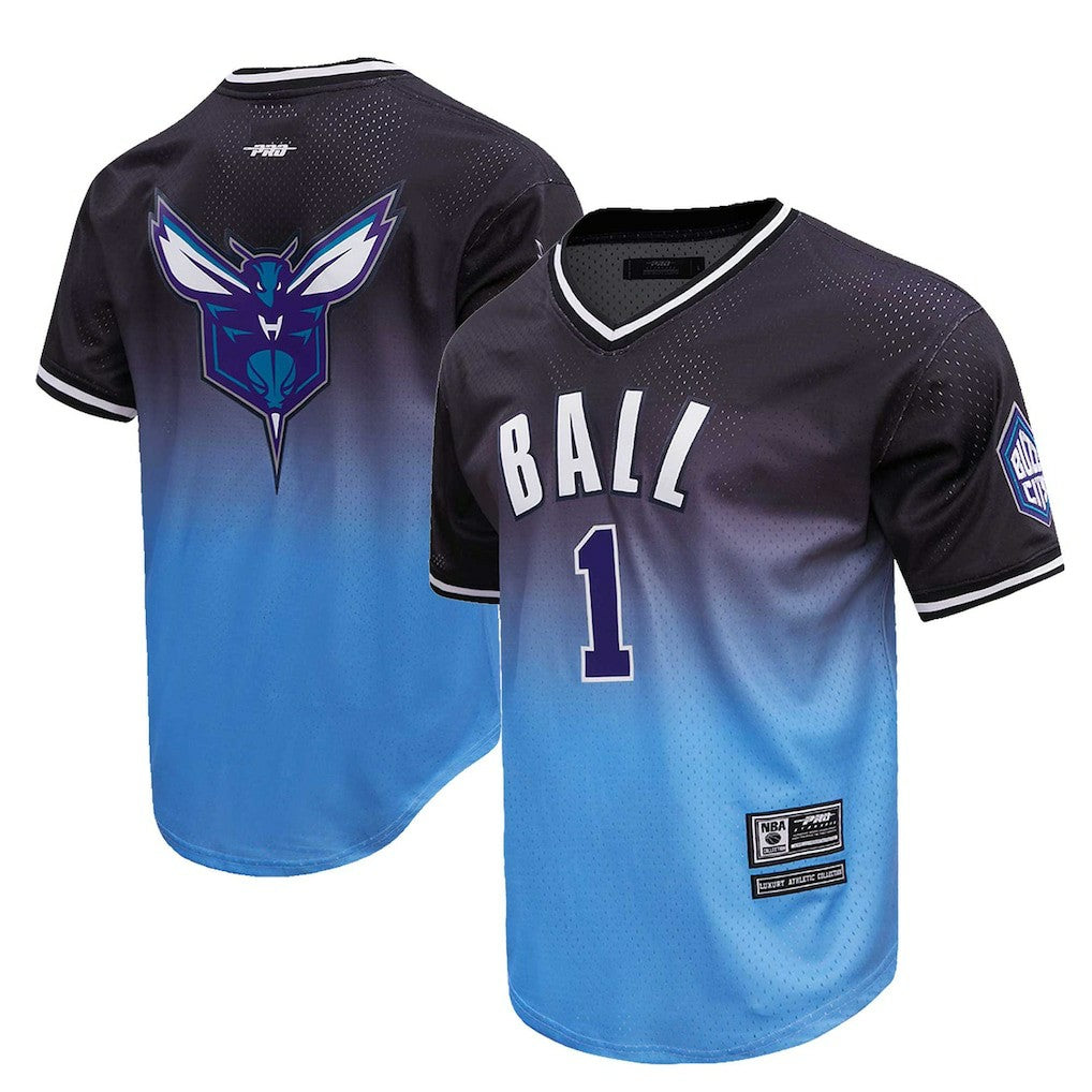 LaMelo Ball Charlotte Hornets Post Ombre Name & Number T-Shirt Navy/Blue