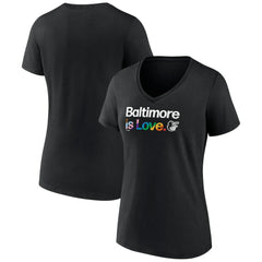 Baltimore Orioles Women's City Pride V-Neck T-Shirt - Black - MLB Lifestyle