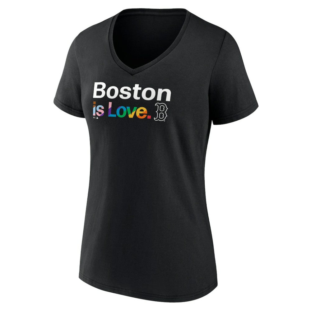 Boston Red Sox Women's City Pride V-Neck T-Shirt - Black - MLB on Sale