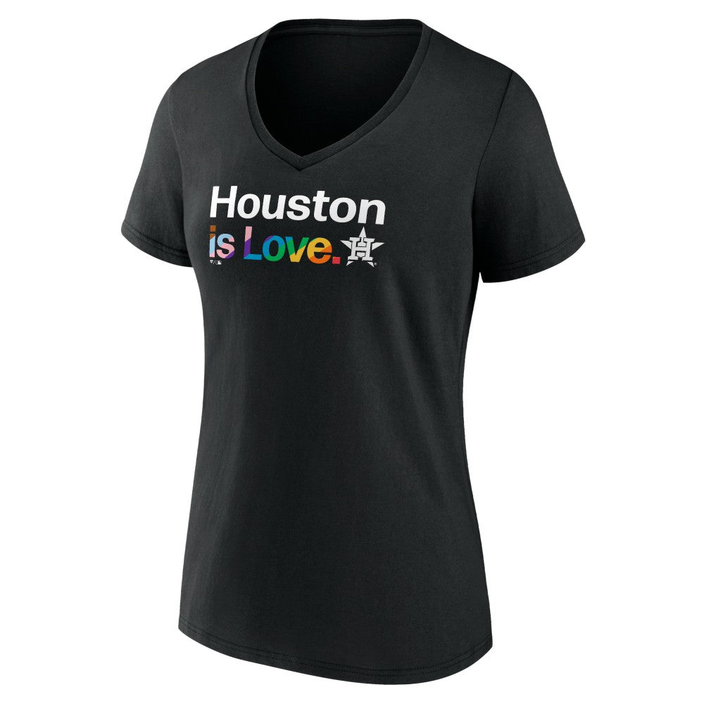 Houston Astros Women's City Pride V-Neck T-Shirt - Black - MLB Lifestyle