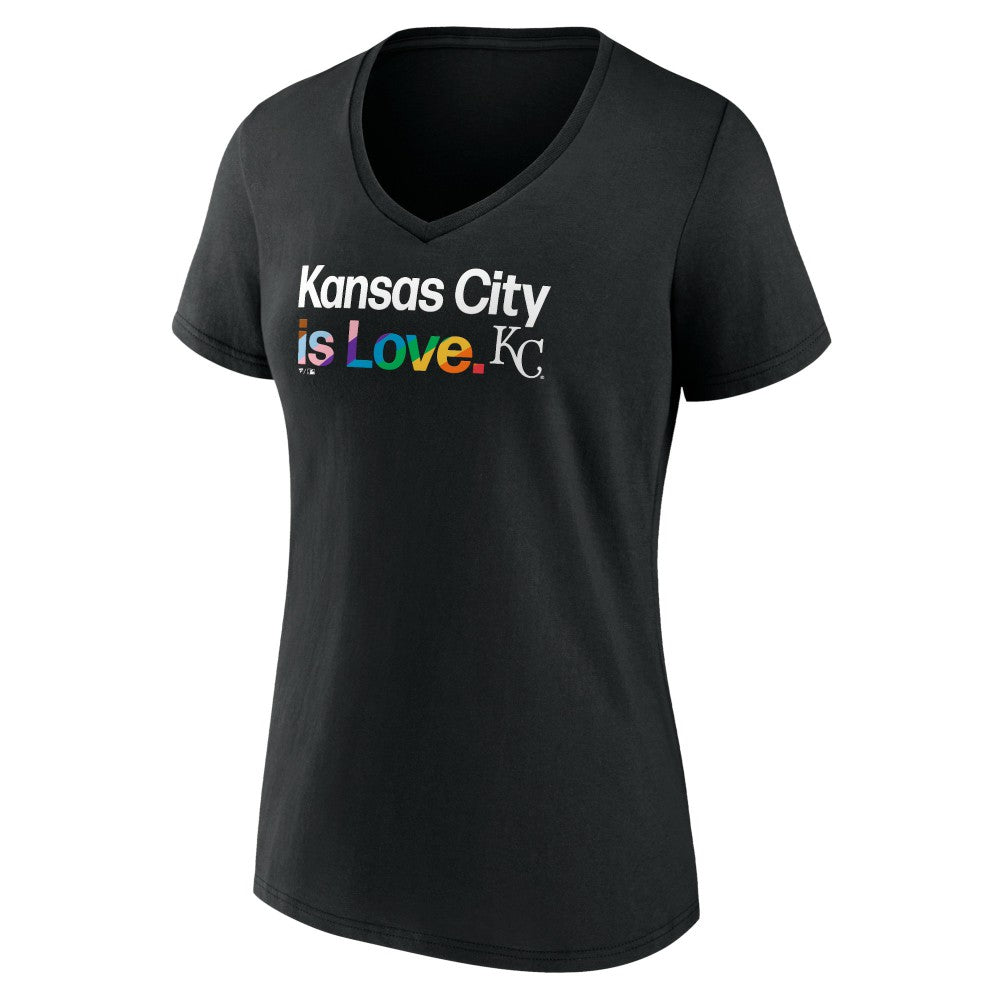 Kansas City Royals Women's City Pride V-Neck T-Shirt - Black - MLB Lifestyle