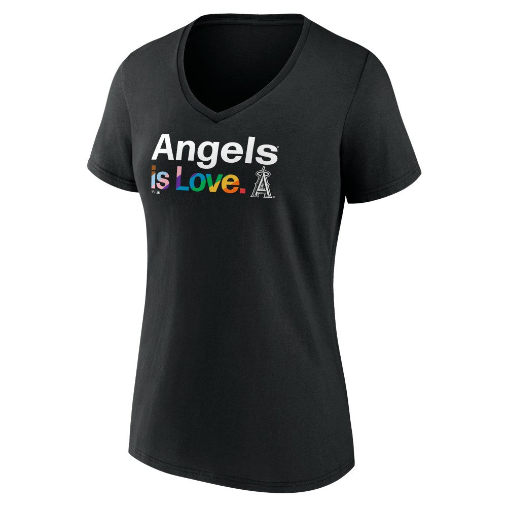 Los Angeles Angels Women's City Pride V-Neck T-Shirt - Black - MLB on Sale