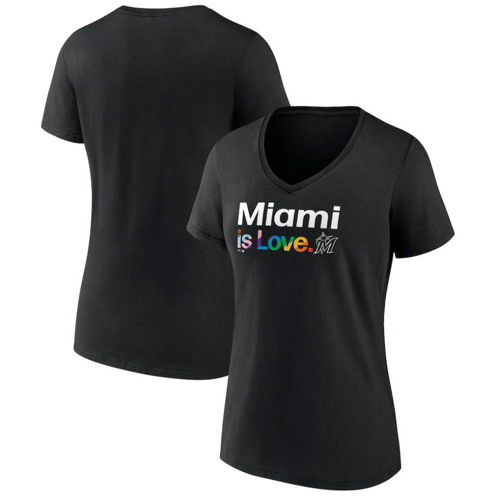 Miami Marlins Women's City Pride V-Neck T-Shirt - Black - MLB Online