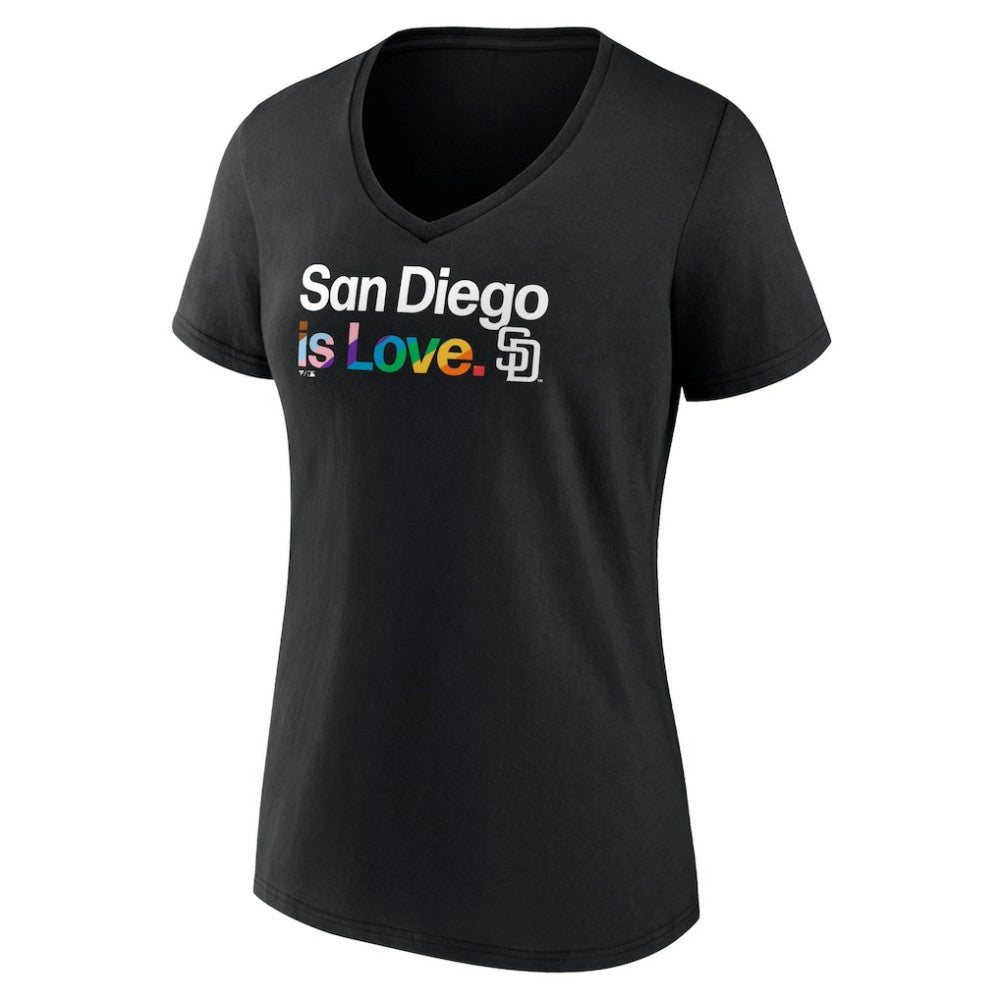 San Diego Padres Women's City Pride V-Neck T-Shirt - Black - MLB Discount