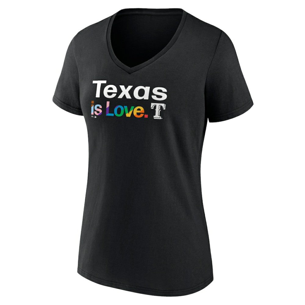 Texas Rangers Women's City Pride V-Neck T-Shirt - Black - MLB Lifestyle