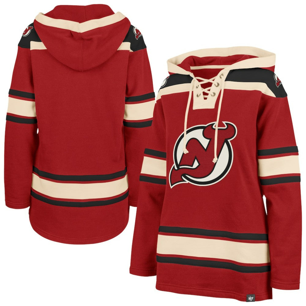 New Jersey Devils '47 Women's Superior Lacer Pullover Hoodie - Red - NHL 5351057