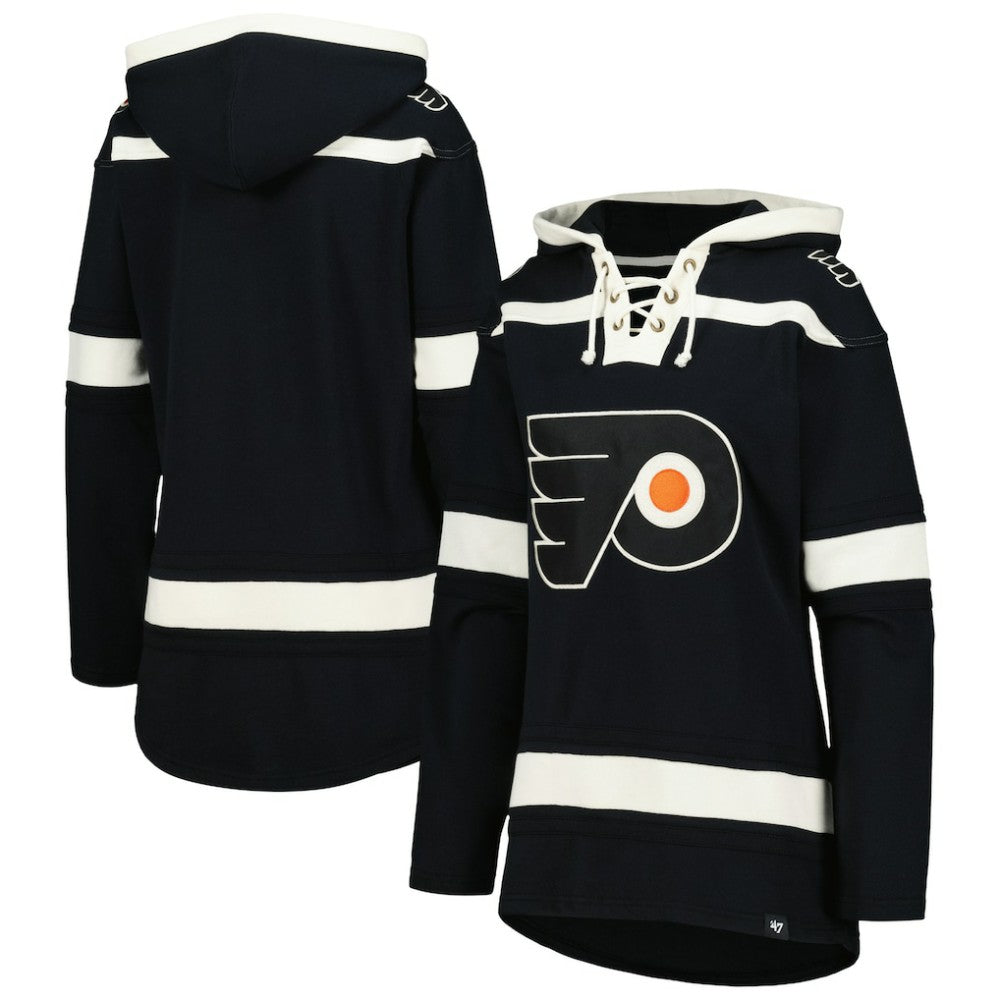 Philadelphia Flyers '47 Women's Superior Lacer Pullover Hoodie - Black - NHL 5351060