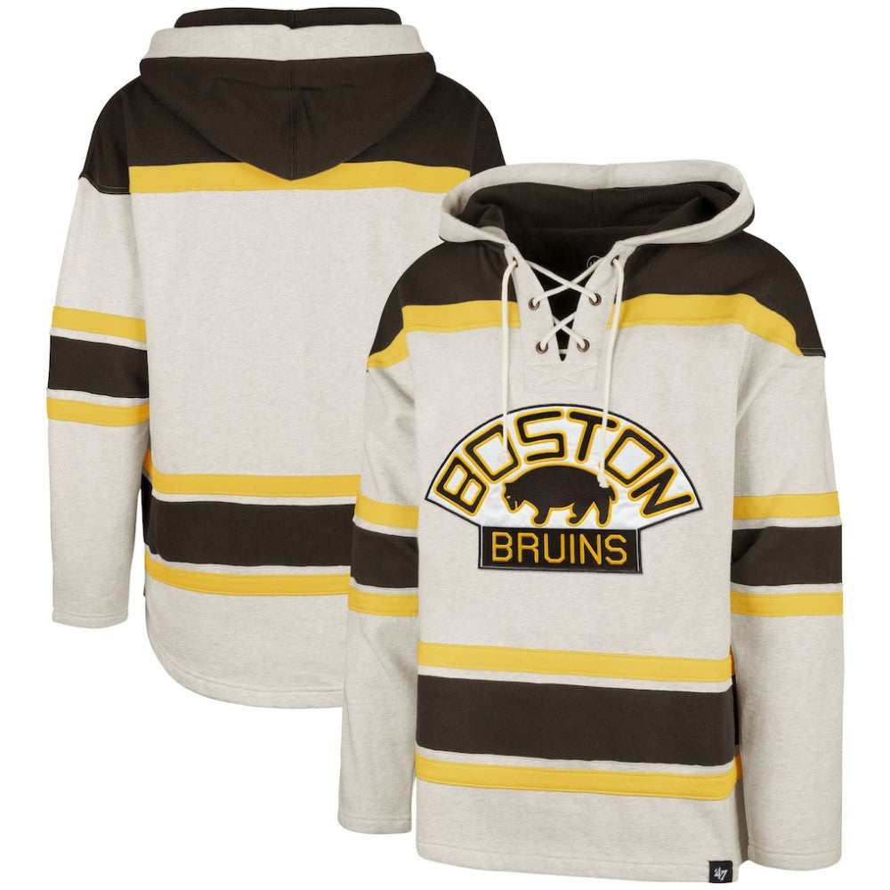 Boston Bruins '47 Rockaway Lacer Pullover Hoodie - Oatmeal - NHL 5351241