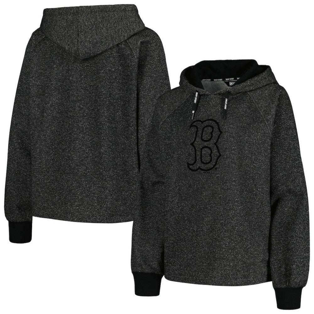 Boston Red Sox DKNY Sport Women's Debbie Dolman Raglan Pullover Hoodie - Black - MLB Sale