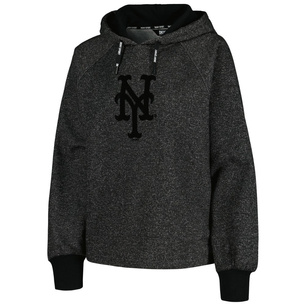 New York Mets DKNY Sport Women's Debbie Dolman Raglan Pullover Hoodie - Black - MLB on Sale