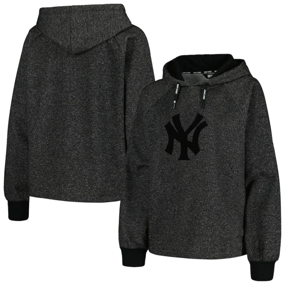 New York Yankees DKNY Sport Women's Debbie Dolman Raglan Pullover Hoodie - Black - MLB Discount